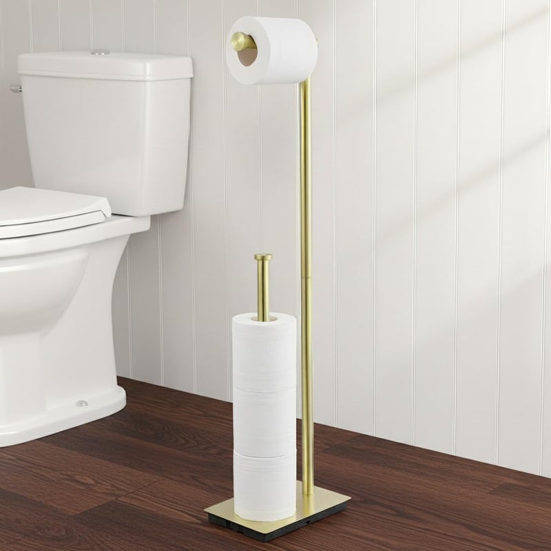 KES Free Standing Bathroom Toilet Paper Roll Holder, Toilet Paper Holder Stand with Weighted Base SUS304 Stainless Steel Brushed Gold, BPH286S1B-BZ - Image 1